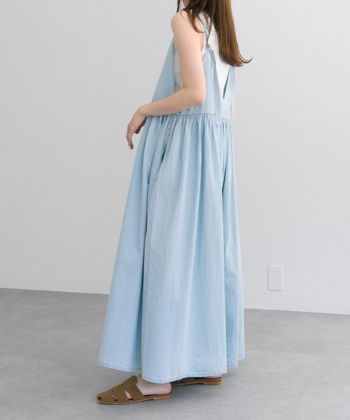 新品 Natural by studio CLIP 綿麻デニムコートワンピース 新品《Natural by clip》ナチュバイ 綿麻デニムコートワンピース