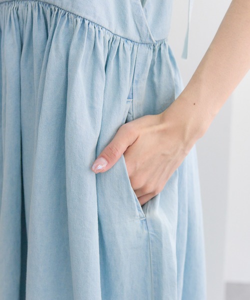 PUAL CE CIN（ピュアルセシン）の「【WEB限定】綿麻デニムワンピース（ワンピース・レディース・サックスブルー/インディゴブルー・FREE）」の17枚目の写真