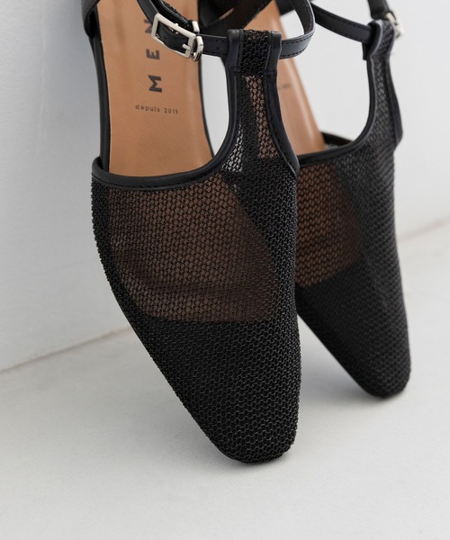 menue(メヌエ)の「メッシュ Tストラップ変形ヒールサンダル(サンダル・レディース・ブラック/シルバー・SS/S/M/L/LL/3L)」の16枚目の写真