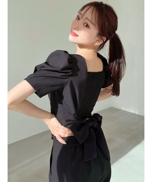 RESEXXY(リゼクシー)の「バックリボンスクエアブラウス【セットアップ着用可能】(シャツ/ブラウス・レディース・アイボリー/ブラック/その他1・FREE)」の5枚目の写真