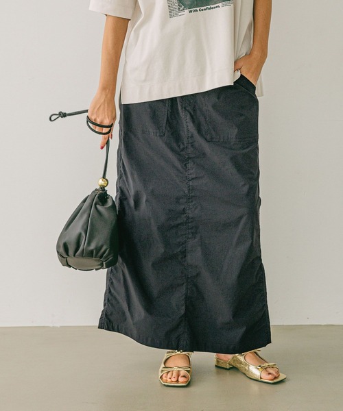 BAYFLOW(ベイフロー)の「≪予約≫ストレッチベイカースカート(スカート・レディース・ベージュ/ブラック/カーキ・SMALL/MEDIUM)」の2枚目の写真