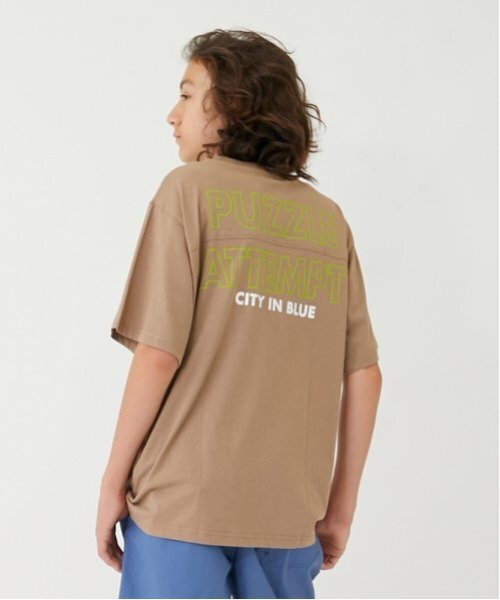 GLAZOS(グラソス)の「【大人向けサイズあり】バックリフレクタープリント半袖Tシャツ(Tシャツ/カットソー・キッズ・ベージュ/ネイビー/ブラック/ホワイト・L/S/LL/M)」の1枚目の写真