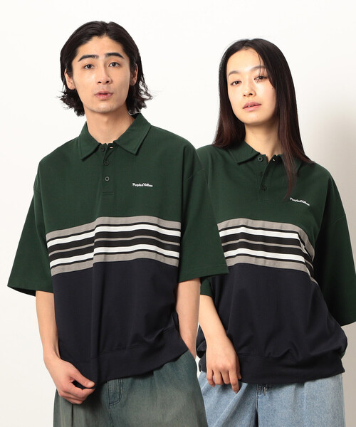 Purple&Yellow（パープルアンドイエロー）の「パネルボーダーポロシャツ（ポロシャツ・メンズ・ブラック/グリーン・SMALL/MEDIUM/LARGE）」の2枚目の写真