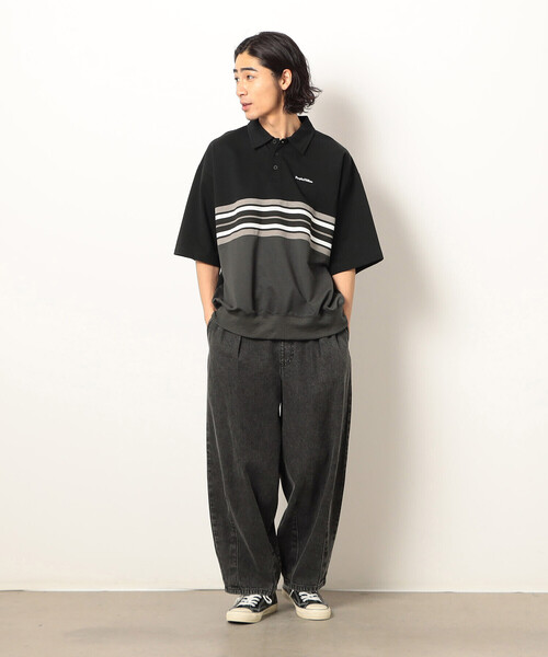 Purple&Yellow（パープルアンドイエロー）の「パネルボーダーポロシャツ（ポロシャツ・メンズ・ブラック/グリーン・SMALL/MEDIUM/LARGE）」の10枚目の写真