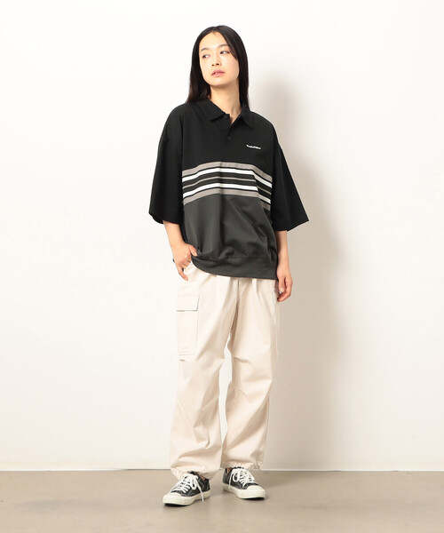 Purple&Yellow（パープルアンドイエロー）の「パネルボーダーポロシャツ（ポロシャツ・メンズ・ブラック/グリーン・SMALL/MEDIUM/LARGE）」の7枚目の写真