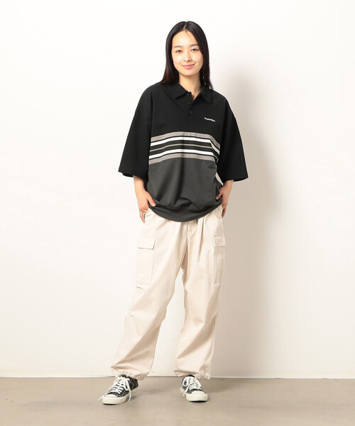 Purple&Yellow（パープルアンドイエロー）の「パネルボーダーポロシャツ（ポロシャツ・メンズ・ブラック/グリーン・SMALL/MEDIUM/LARGE）」の6枚目の写真