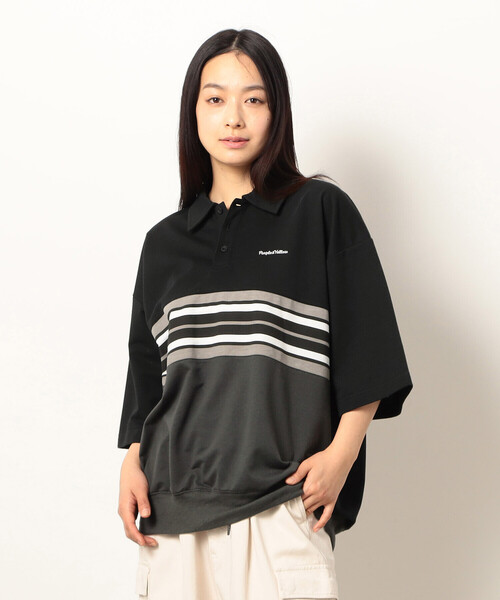 Purple&Yellow（パープルアンドイエロー）の「パネルボーダーポロシャツ（ポロシャツ・メンズ・ブラック/グリーン・SMALL/MEDIUM/LARGE）」の4枚目の写真