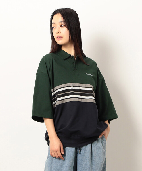 Purple&Yellow（パープルアンドイエロー）の「パネルボーダーポロシャツ（ポロシャツ・メンズ・ブラック/グリーン・SMALL/MEDIUM/LARGE）」の22枚目の写真