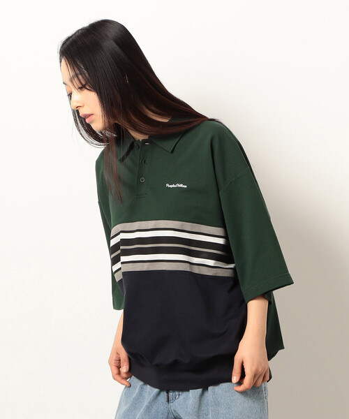 Purple&Yellow（パープルアンドイエロー）の「パネルボーダーポロシャツ（ポロシャツ・メンズ・ブラック/グリーン・SMALL/MEDIUM/LARGE）」の21枚目の写真