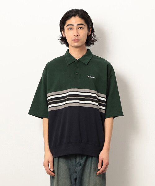 Purple&Yellow（パープルアンドイエロー）の「パネルボーダーポロシャツ（ポロシャツ・メンズ・ブラック/グリーン・SMALL/MEDIUM/LARGE）」の20枚目の写真