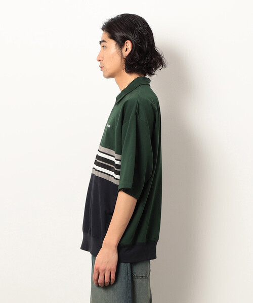 Purple&Yellow（パープルアンドイエロー）の「パネルボーダーポロシャツ（ポロシャツ・メンズ・ブラック/グリーン・SMALL/MEDIUM/LARGE）」の19枚目の写真