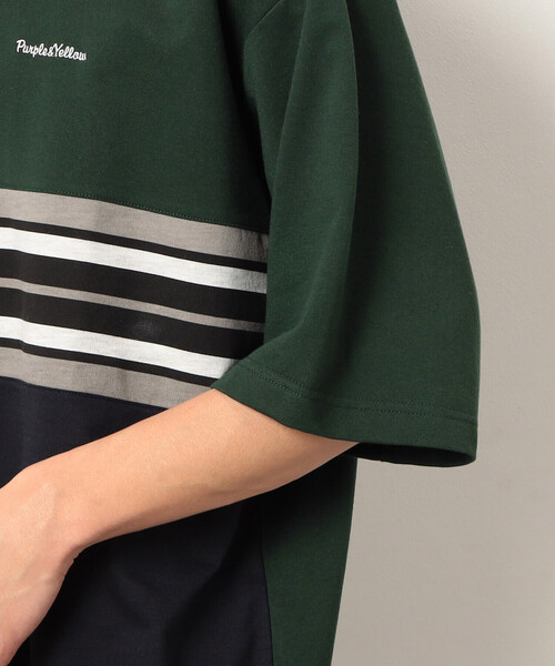 Purple&Yellow（パープルアンドイエロー）の「パネルボーダーポロシャツ（ポロシャツ・メンズ・ブラック/グリーン・SMALL/MEDIUM/LARGE）」の16枚目の写真