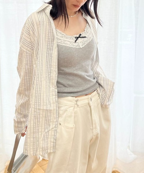 mebole(メボレ)の「ワンポケットストライプシャツ(シャツ/ブラウス・レディース・ブルー/ピンク・FREE)」の19枚目の写真