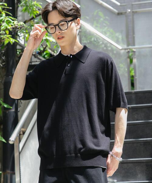 SENSE OF PLACE by URBAN RESEARCH（センスオブプレイスバイアーバンリサーチ）の「『洗濯可』ストレッチニットポロショートスリーブTシャツ（ニット/セーター・メンズ・ブラック/ネイビー/グリーン/ライトグレー・MEDIUM/LARGE）」の5枚目の写真