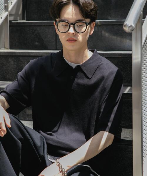 SENSE OF PLACE by URBAN RESEARCH（センスオブプレイスバイアーバンリサーチ）の「『洗濯可』ストレッチニットポロショートスリーブTシャツ（ニット/セーター・メンズ・ブラック/ネイビー/グリーン/ライトグレー・MEDIUM/LARGE）」の10枚目の写真