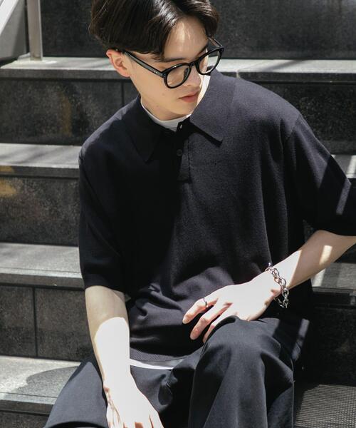 SENSE OF PLACE by URBAN RESEARCH（センスオブプレイスバイアーバンリサーチ）の「『洗濯可』ストレッチニットポロショートスリーブTシャツ（ニット/セーター・メンズ・ブラック/ネイビー/グリーン/ライトグレー・MEDIUM/LARGE）」の11枚目の写真