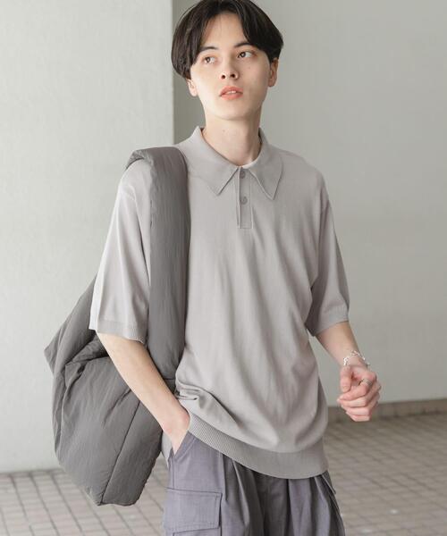 SENSE OF PLACE by URBAN RESEARCH（センスオブプレイスバイアーバンリサーチ）の「『洗濯可』ストレッチニットポロショートスリーブTシャツ（ニット/セーター・メンズ・ブラック/ネイビー/グリーン/ライトグレー・MEDIUM/LARGE）」の16枚目の写真
