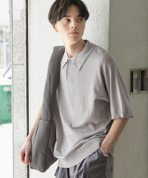 SENSE OF PLACE by URBAN RESEARCH（センスオブプレイスバイアーバンリサーチ）の「『洗濯可』ストレッチニットポロショートスリーブTシャツ（ニット/セーター・メンズ・ブラック/ネイビー/グリーン/ライトグレー・MEDIUM/LARGE）」の17枚目の写真