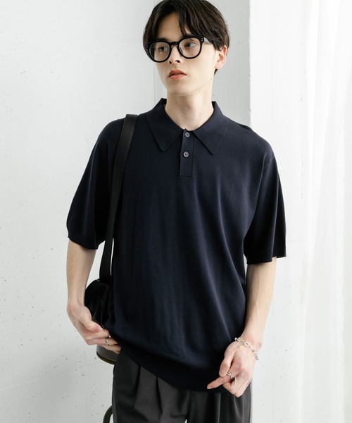 メンズ 夏 ショートスリーブ ニットポロ Adoon plain ポロシャツ 「新色追加」SKIPPER SHORT SLEEVE KNIT