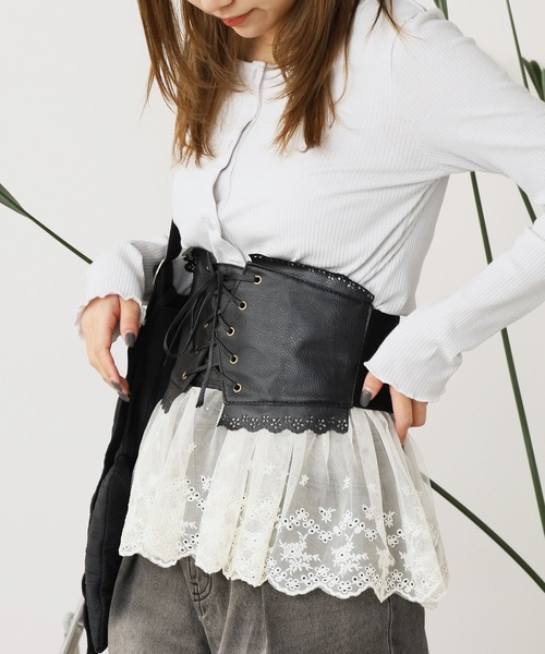 ROOPTOKYO(ループトウキョウ)の「レースアップレザーベルト(ベルト・レディース・ブラック・FREE)」の5枚目の写真