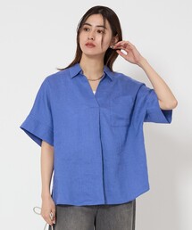 green label relaxing（グリーンレーベルリラクシング）の「フレンチリネン スキッパー 5分袖 シャツ（シャツ/ブラウス）」