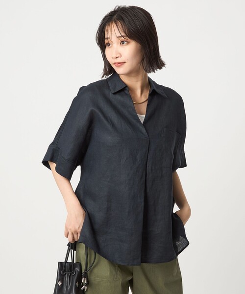 【美品】DUFFER スキッパーシャツ　5部袖　コットンリネン　S ブラック Restock】リネンスキッパーシャツ再入荷!!【人気シャツ】 – The