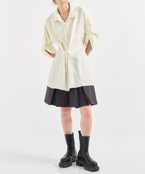 CITY TOKYO（シティトウキョウ）の「Back Tuck Arrangement Shirt/バックタックアレンジメントシャツ（シャツ/ブラウス・レディース・ブラック/ホワイト・FREE）」の9枚目の写真