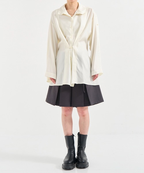 CITY TOKYO（シティトウキョウ）の「Back Tuck Arrangement Shirt/バックタックアレンジメントシャツ（シャツ/ブラウス・レディース・ブラック/ホワイト・FREE）」の7枚目の写真