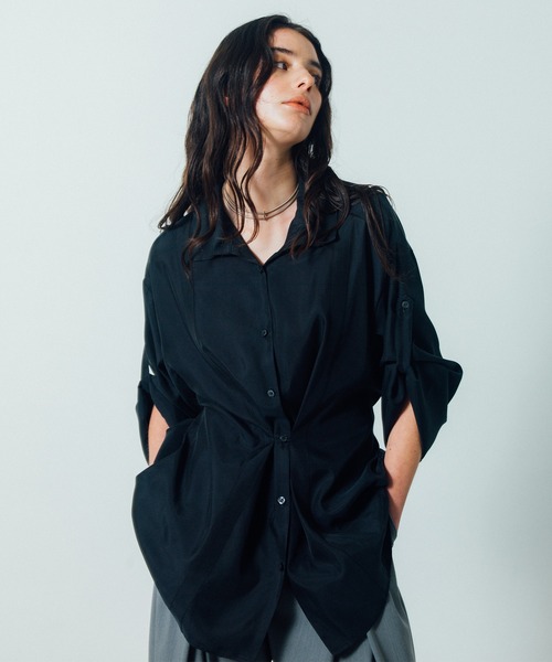 CITY TOKYO（シティトウキョウ）の「Back Tuck Arrangement Shirt/バックタックアレンジメントシャツ（シャツ/ブラウス・レディース・ブラック/ホワイト・FREE）」の18枚目の写真
