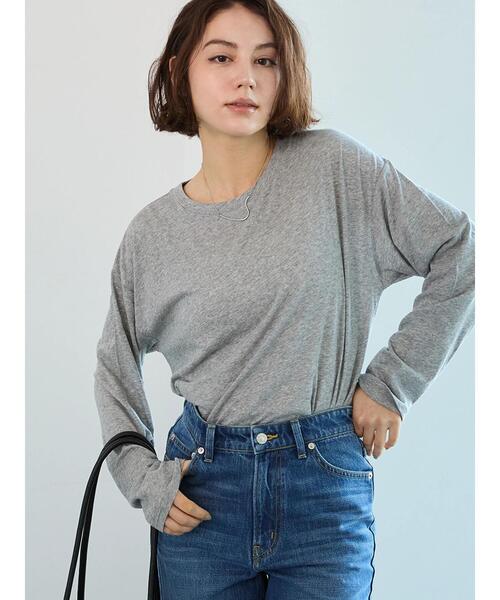 Te chichi（テチチ）の「【宮本茉由着用】シアー天竺ロングスリーブTシャツ（Tシャツ/カットソー・レディース・トップグレー/オフホワイト/ブラック/サックスブルー・F）」の3枚目の写真