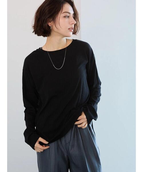 Te chichi（テチチ）の「【宮本茉由着用】シアー天竺ロングスリーブTシャツ（Tシャツ/カットソー・レディース・トップグレー/オフホワイト/ブラック/サックスブルー・F）」の12枚目の写真