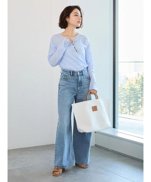 Te chichi（テチチ）の「【宮本茉由着用】シアー天竺ロングスリーブTシャツ（Tシャツ/カットソー・レディース・トップグレー/オフホワイト/ブラック/サックスブルー・F）」の17枚目の写真