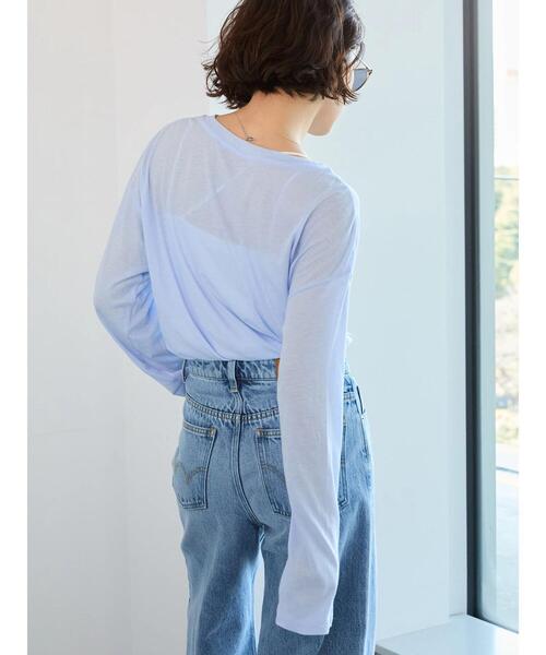 Te chichi（テチチ）の「【宮本茉由着用】シアー天竺ロングスリーブTシャツ（Tシャツ/カットソー・レディース・トップグレー/オフホワイト/ブラック/サックスブルー・F）」の21枚目の写真