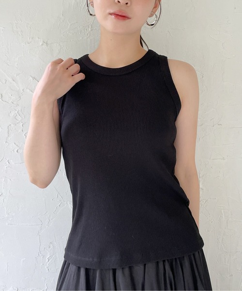 StyleSea（スタイルシー）の「リブタンクトップ（タンクトップ・レディース・ブラック/ベージュ/オフホワイト/グレイッシュベージュ・FREE）」の11枚目の写真