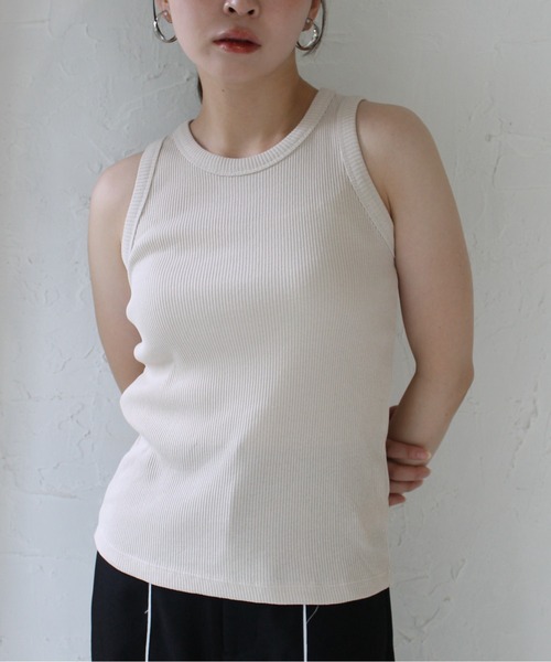 StyleSea（スタイルシー）の「リブタンクトップ（タンクトップ・レディース・ブラック/ベージュ/オフホワイト/グレイッシュベージュ・FREE）」の18枚目の写真
