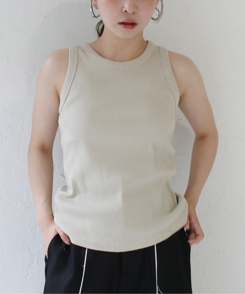 StyleSea（スタイルシー）の「リブタンクトップ（タンクトップ・レディース・ブラック/ベージュ/オフホワイト/グレイッシュベージュ・FREE）」の21枚目の写真