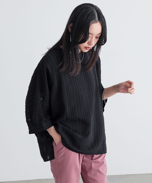 n'OrLABEL（ノアールレーベル）の「『カットジャカードレイヤードブラウス』（シャツ/ブラウス・レディース・オフホワイト/ブルー/ブラック・FREE）」の22枚目の写真