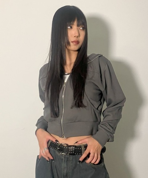 パーカー A'GEM/9 × .kom 「.KOM/ドットケーオーエム」 ラインジップパーカー レディース A'GEM/9 × .kom 『.KOM/ドットケーオーエム』 ラインジップ