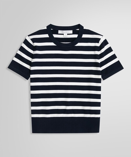 BROOKS BROTHERS（ブルックスブラザーズ）の「スーピマコットン　マリナーストライプ　ショートスリーブセーター（ニット/セーター・レディース・ネイビー・X-SMALL/LARGE/MEDIUM/SMALL）」の5枚目の写真