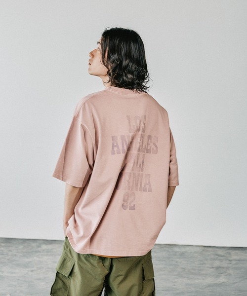 d.i.a 正規品　半袖Tシャツ　ベージュ　バックプリント　平成　ギャル セール】[POPなプリントが可愛い]SUNSETバックプリント半袖T