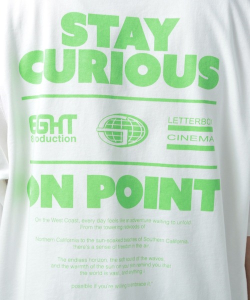 BAYFLOW（ベイフロー）の「[POPなプリントが可愛い]SUNSETバックプリント半袖Tシャツ（Tシャツ/カットソー・メンズ・オフホワイト/ブルー/チャコール/グリーン/ピンク・LARGE/MEDIUM）」の7枚目の写真