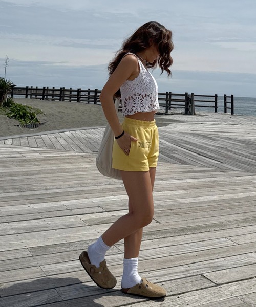 INTER FACTORY（インターファクトリー）の「moeka - sunoutfit スウェットショートパンツ made in INTERFACTORY（その他パンツ・レディース・イエロー/カーキ・SMALL/MEDIUM）」の13枚目の写真