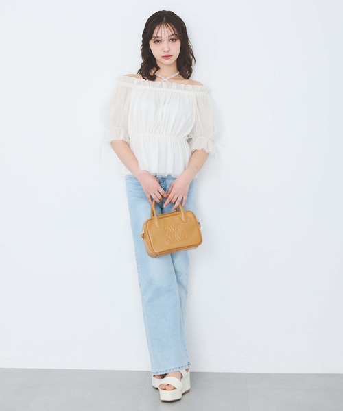 セール】袖リボンチュールオフショルブラウス（シャツ/ブラウス