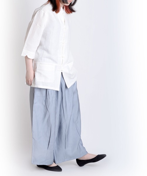 MARAI（マーライ）の「タックワイド ハカマパンツ 袴パンツ ルーズパンツ（その他パンツ・レディース・ブラック/ベージュ/グレー/カーキ/ネイビー/ブルー・FREE）」の9枚目の写真