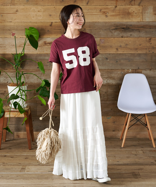 B.C STOCK(ベーセーストック)の「ウォッシャブル / Gleamy/グリーミー ナンバリングTシャツ(Tシャツ/カットソー・レディース・グリーン/ボルドー/サックスブルー・FREE)」の7枚目の写真