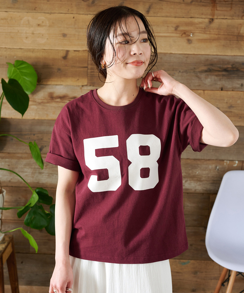 B.C STOCK(ベーセーストック)の「ウォッシャブル / Gleamy/グリーミー ナンバリングTシャツ(Tシャツ/カットソー・レディース・グリーン/ボルドー/サックスブルー・FREE)」の12枚目の写真