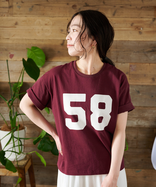 B.C STOCK(ベーセーストック)の「ウォッシャブル / Gleamy/グリーミー ナンバリングTシャツ(Tシャツ/カットソー・レディース・グリーン/ボルドー/サックスブルー・FREE)」の13枚目の写真