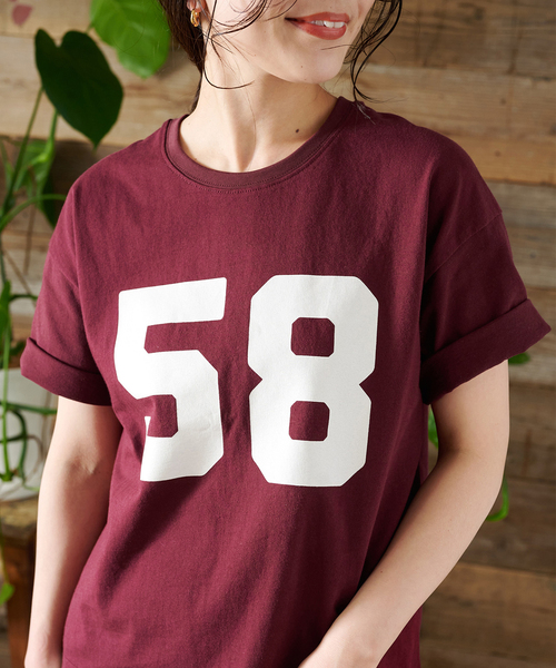 B.C STOCK(ベーセーストック)の「ウォッシャブル / Gleamy/グリーミー ナンバリングTシャツ(Tシャツ/カットソー・レディース・グリーン/ボルドー/サックスブルー・FREE)」の16枚目の写真