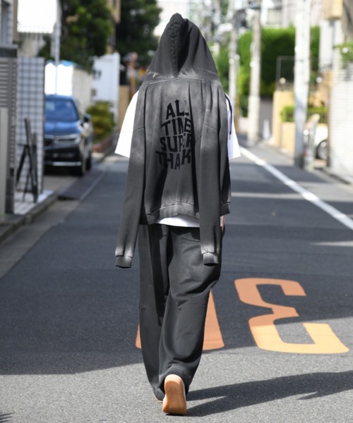 SUPERTHANKS(スーパーサンクス)の「オーバーダイ加工サイドタックワイドパンツ/Sun faded Sweat Side-tuck Wide Pants(スウェットパンツ・メンズ・ブラック/ブラウン・S/M/L)」の10枚目の写真