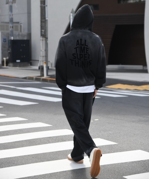 SUPERTHANKS(スーパーサンクス)の「オーバーダイ加工サイドタックワイドパンツ/Sun faded Sweat Side-tuck Wide Pants(スウェットパンツ・メンズ・ブラック/ブラウン・S/M/L)」の8枚目の写真